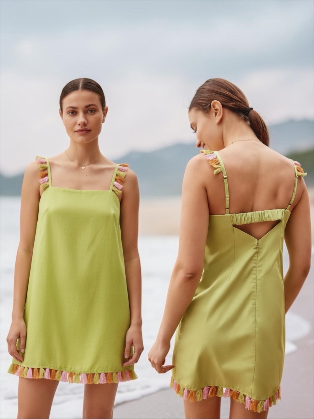 NWT Anthropologie Women’s The Hartley Shift Mini Dress In Lime Size XS